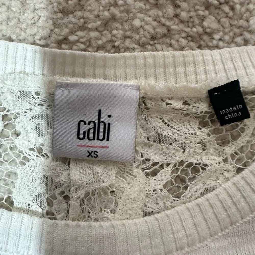 Cabi Sweater Women's XS White Cream Sophia Lace Back Sweater Feminine 5005 - Picture 12 of 14